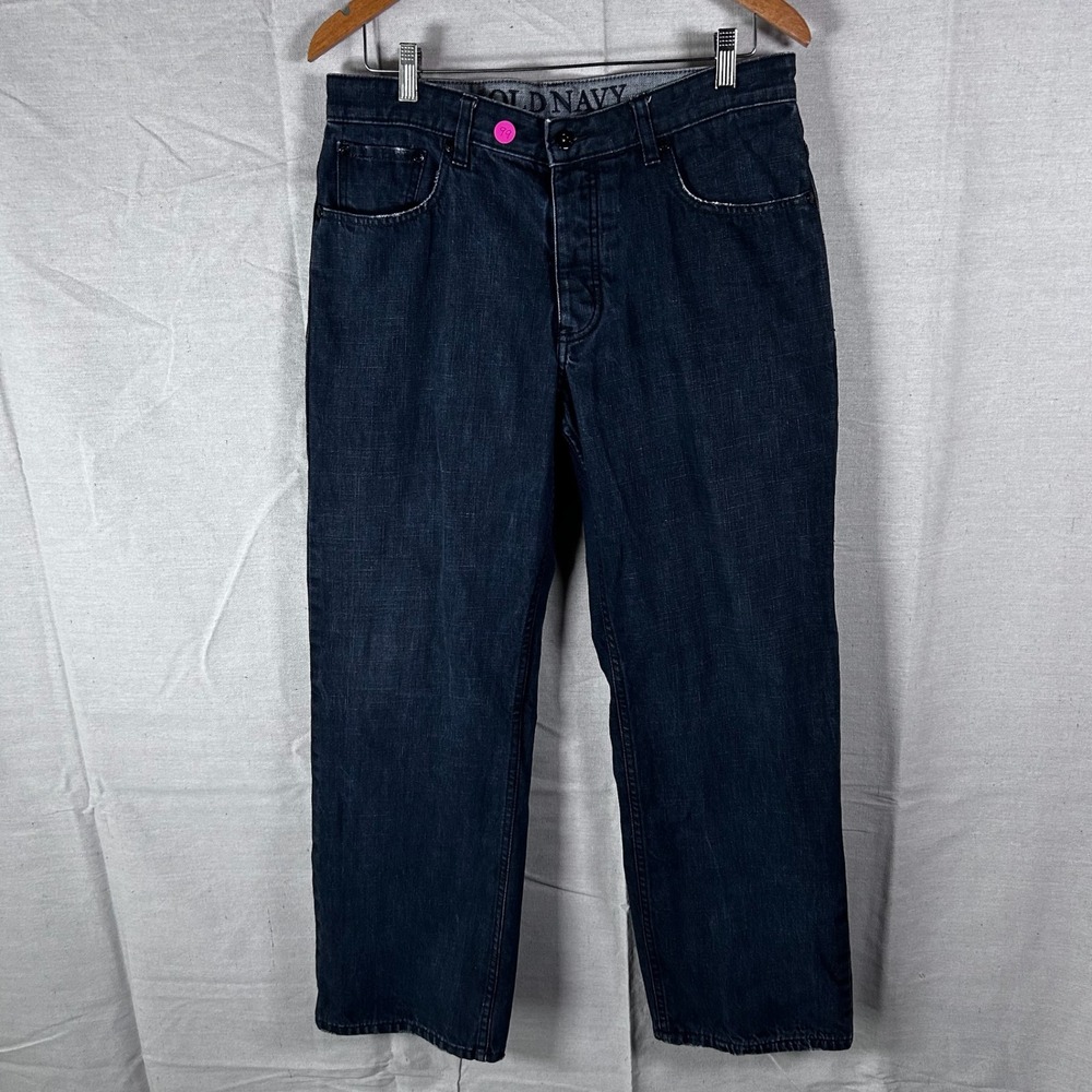 Old Navy Mens Low Rise Loose Fit Jeans Blue Dark Wash Denim‎ 33X32
